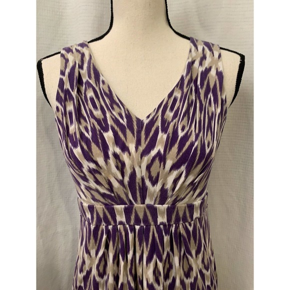 Ann Taylor Loft Womens Gray Purple Animal Print Sleeveless Dress Size S Stretch - Picture 2 of 7